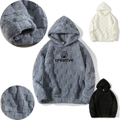 Graphic Fuzzy Sherpa Pullover Hoodie for Men Women