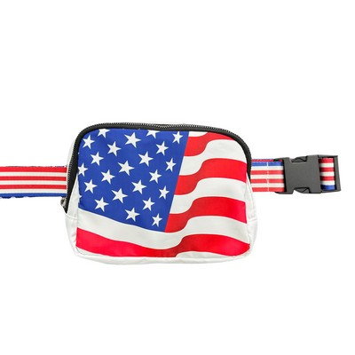 American Flag Cross Body Zippered Belt Bag