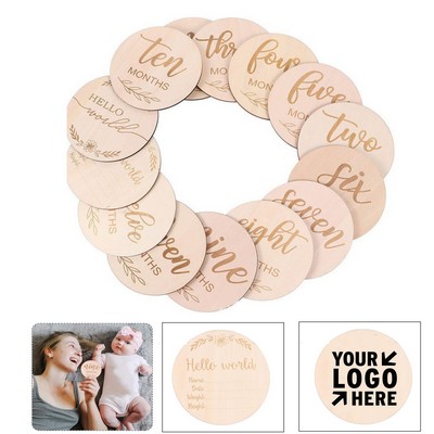 12pcs Wooden Baby Monthly Milestone Cards