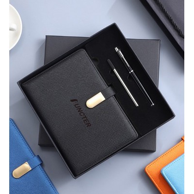 A5 PU Leather Rings Binder Notebook Gift Set Executive Journal Business Gift Box with Pen