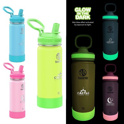 Takeya 18oz. Actives Glow in the Dark Bottle, Laser Standard