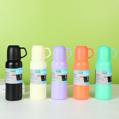 18oz Portable Insulated Water Bottle with Cup Lid