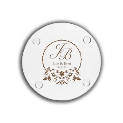 4" Round Glass Clear Coaster w/Custom Imprint