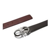 Salvatore Ferragamo Reversible/Adjustable Gancini Belt (Black/Auburn)