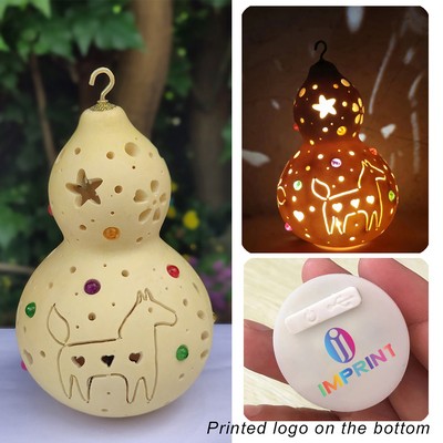 Medium Size Handmade Mesmerizing Gourd Carving Lamp