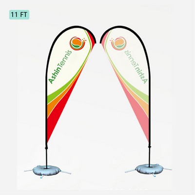 11' Feather Flag Kit Half Drop Flag Pole Kit Set Banner Flag Cross Base W/Water Bag