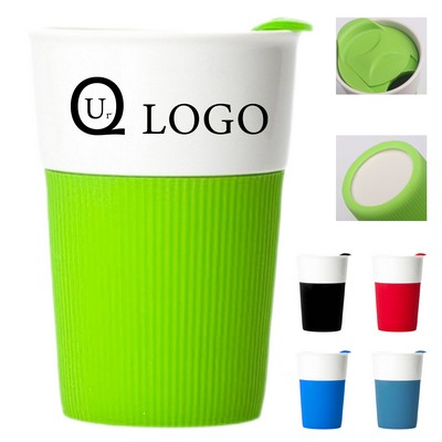 12 Oz Ceramic Cup W/Silicone Sleeve