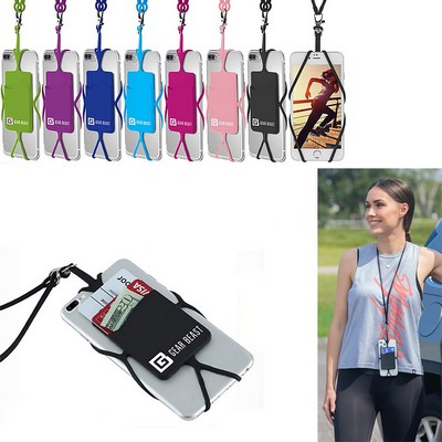 Silicone Phone Card Holder With Lanyard