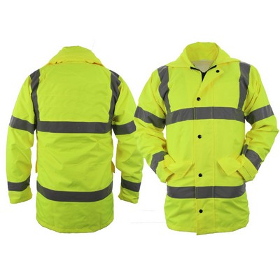 High Visibility Raincoat With Reflective Stripes