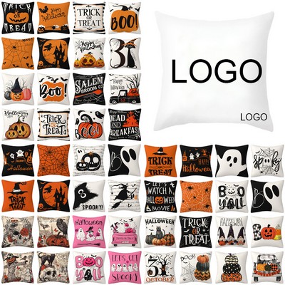 Halloween 100% Premium Polyester Full Color Imprint Throw Pillow Covers 18"x18"