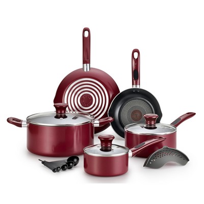 T-fal Excite Non-Stick 14-Piece Cookware Set - Red