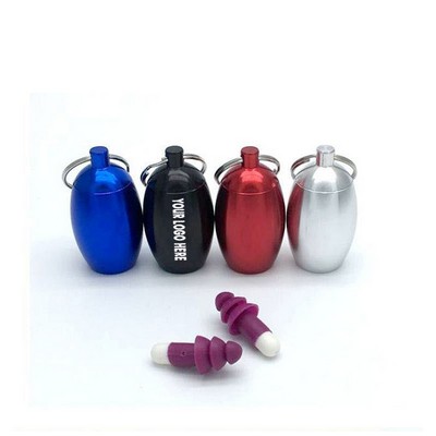 Oval Pill & Earplug Box Organizer Keychain