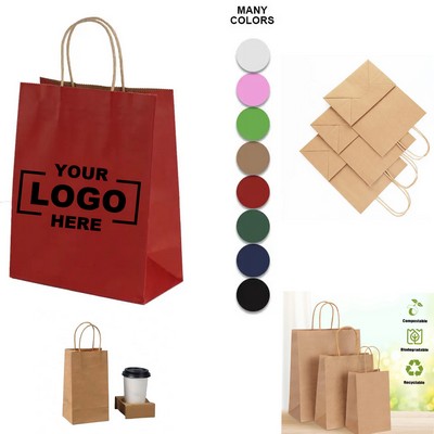 Colorful Kraft Paper Gift Bags Brown Shopping Packaging