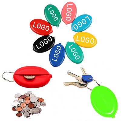 Oval Squeeze Coin Purses With Keychain