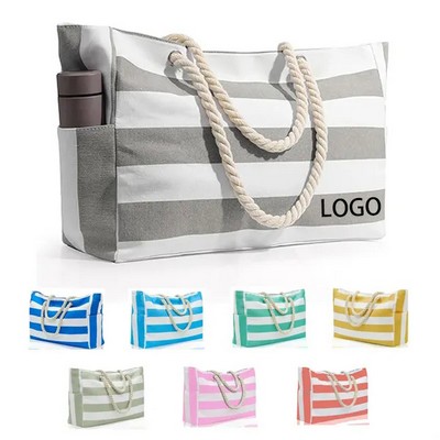 Large Polyester Beach Tote Bags with Zipper