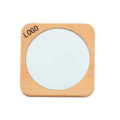 Portable Square Solid Wood Mirror