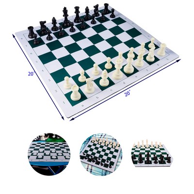 Extra 26 Checker Pieces 20 Inches Portable Chess Checkers Set 2 in 1 Travel Board Games