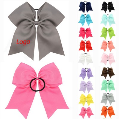 8" Cheer Bow Hair Tie, Ribbon Headband For Girls