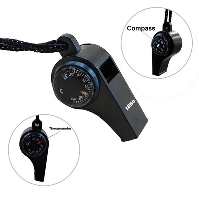 3 in 1 Whistle w/Compass Thermometer