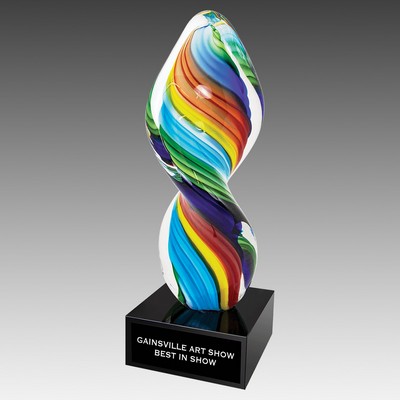 10.5" Rainbow Twist Art Glass