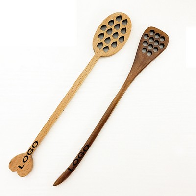 7" Handmade Wooden Heart Shaped Honey Dipper Mixing Stick Coffee Stirring Spoon MOQ100PCS