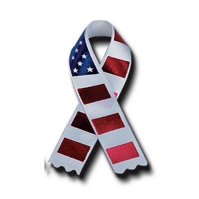 Stars-N-Stripes Folded Awareness Ribbon w/ Pin (3 1/2")