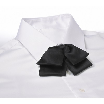 Black Adjustable Band Polyester Satin Floppy Bow Tie