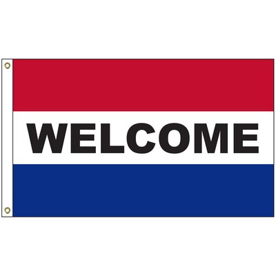 Welcome 3' x 5' Message Flag with Heading and Grommets