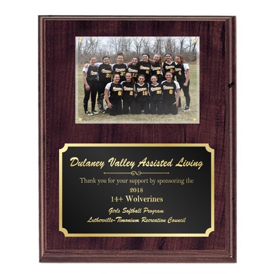 8" x 10" Simulated Walnut Plaque with 3.5" x 5" Plexi-Glass Photo Mount