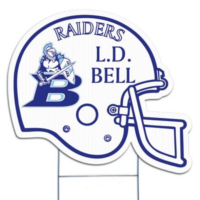 Football Helmet Corrugated Vinyl Die Cut Yard Sign (24"x24")