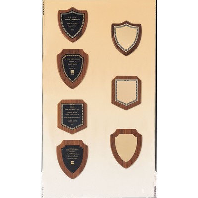 Sheffield Series Walnut Shield Plaque (7" x 8")