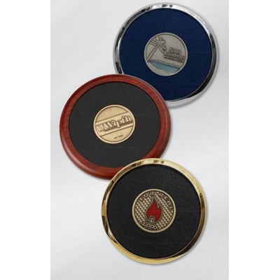 Gold Plated Single Stock Coaster with 1.5" Plain Coin