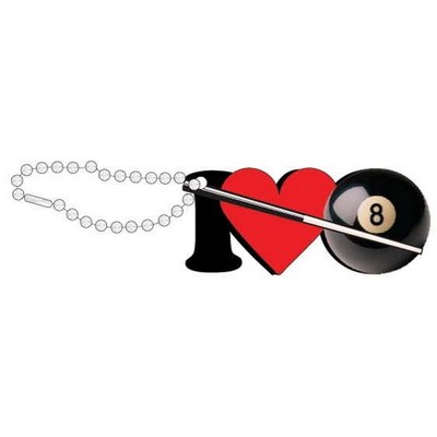 I Love Pool Promotional Key Chain w/ Black Back (8 Square Inch)