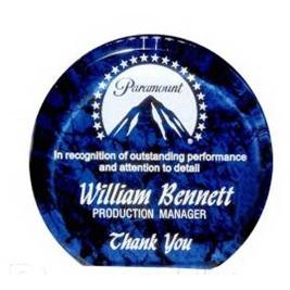 Aurora Round Blue Marbleized Acrylic Award / Freestanding - 4" Diameter