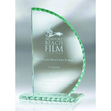 Small Jade Glass Pearl Edge Sail Award