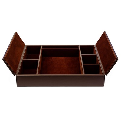 Top Grain Leather Chocolate Brown Classic Conference Room Organizer