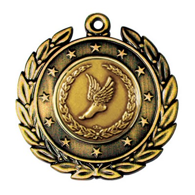 Stock Star Wreath 2" Medal- Track Winged Foot