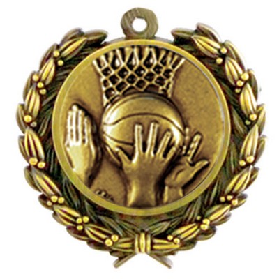 Stock Basketball General Medal w/ Wreath Edge (1 1/4" )