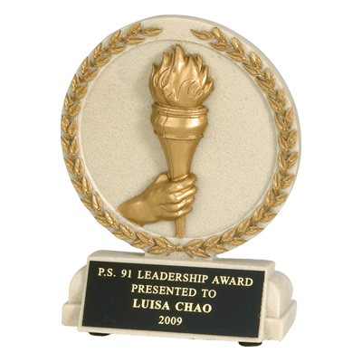 Achievement Stone Resin Trophy w/Handheld Torch (5½"x4½")