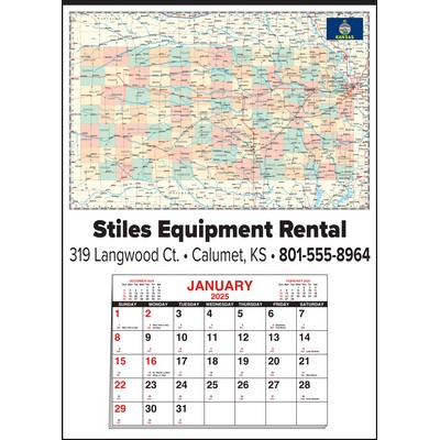 Small Kansas State Map Full Apron Calendar