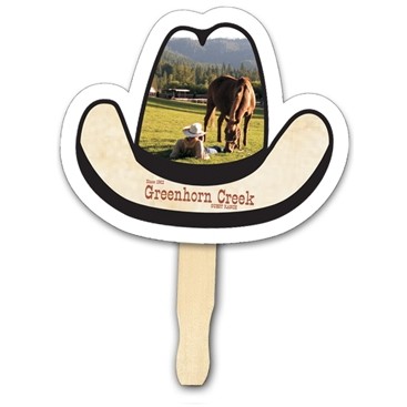 Custom Full Color Digital Stock Cowboy Hat Hand Fan