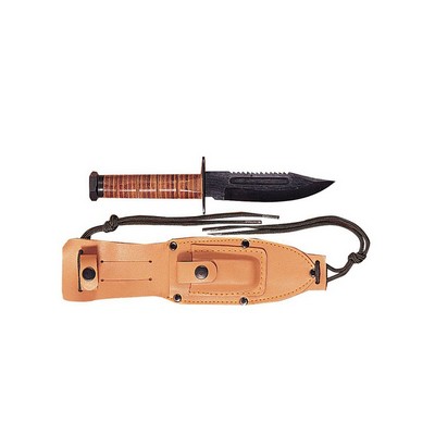 GI Style Military Pilot's Survival Knife w/Leather Sheath