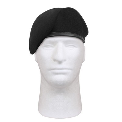 GI Type Black Inspection Ready Wool Beret w/No Flash