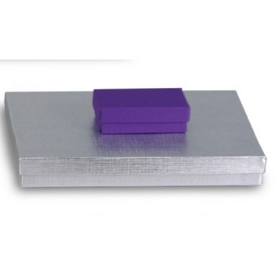 Silver Linen Foil Jewelry Box (8"x2"x7/8")