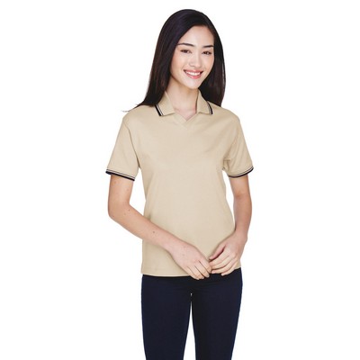 Devon and Jones Ladies' Tipped Perfect Pima Interlock Polo