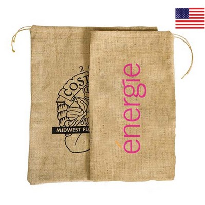 10"x17" Big Stuff Jute/Burlap Drawstring Bag