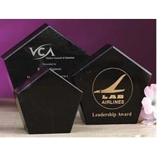 4.5" Black Genuine Marble Pentagon Award