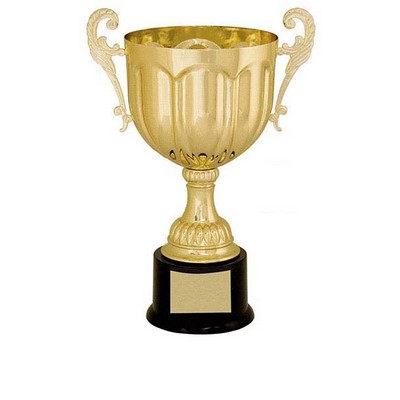 13¼" Gold Plated Aluminum Cup Trophy w/Plastic Base & Handles