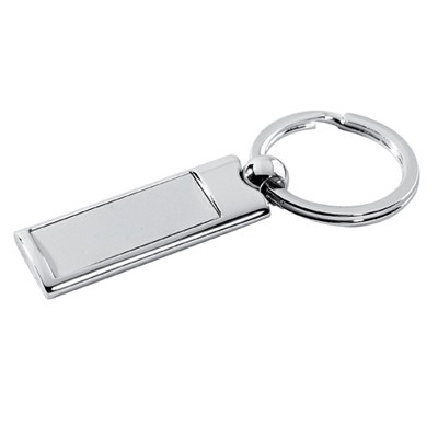 Rectangle Nickel Plated Key Ring