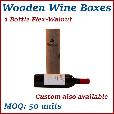 Flex-Wine Walnut 1 Bottle Flex Roll Wine Box